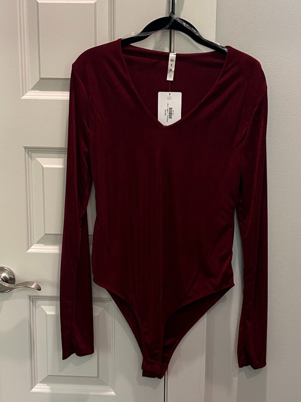 Mittoshop Burgundy V-neck Long Sleeve Bodysuit